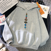 Women'S Basic Long Sleeve Hat Rope Pocket Design Solar System Printed Hoodie