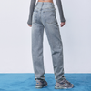 Women Fashion V-Waist Straight Irregular Diagonal Button Jeans