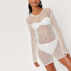 Women Sexy Backless Hollow See-Through Mesh Long-Sleeved Tight Dress