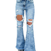 Women'S Casual Ripped Cut Out Flared Jeans