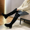 Winter Women Fashion Solid Color Belt Buckle Knee Boots