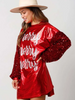 Christmas Women Fashion Sequin Patchwork Letter Print Dress