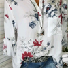 Fashion Casual Loose Floral Print V-Neck Long-Sleeved Women Blouses