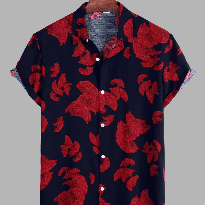 Men Fashion Loose Lapel Printed Shirt