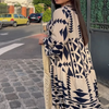 Ramadan /Eid Women Casual Boho Geometry Print V Neck Single-Breasted Loose Maxi Shirt Dress