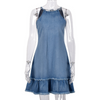 Summer Women Elegant Sweet Sleeveless Denim Halter Neck Dress