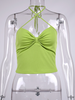 Women Fashion Sexy Rib-Knit Backless Sleeveless Solid Color Halter Top