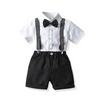 Kids Toddler Big Boys Summer Fashion Casual British Style Bow Shirt Suspender Trousers Party Clothing Set