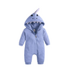 Kids Baby Boys Girls Autumn Winter Casual Cute Solid Color Shark Dinosaur Long Sleeve Hooded Jumpsuit