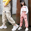 Kids Teen Girl Casual Solid Color Multi-Pocket Cargo Pants