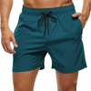 Men Casual Lace-Up Solid Color Loose Beach Shorts