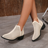 Women Fashion Simple Plus Size Hollow Out Mesh Back Zipper Roman Short Boots