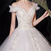 Women Elegant V Neck Ruffled Wedding Gown