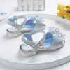 Kids Girls Summer Fashion Cute Bow Sequins Round-Toe Low Ankle Strap Sandals