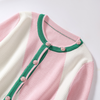 Women Simple Color-Blocking Round Neck Short Knitted Sweater