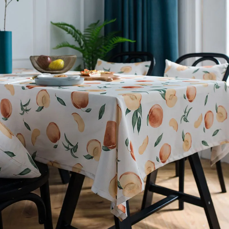 Rectangle Peach Printed Waterproof Tablecloth