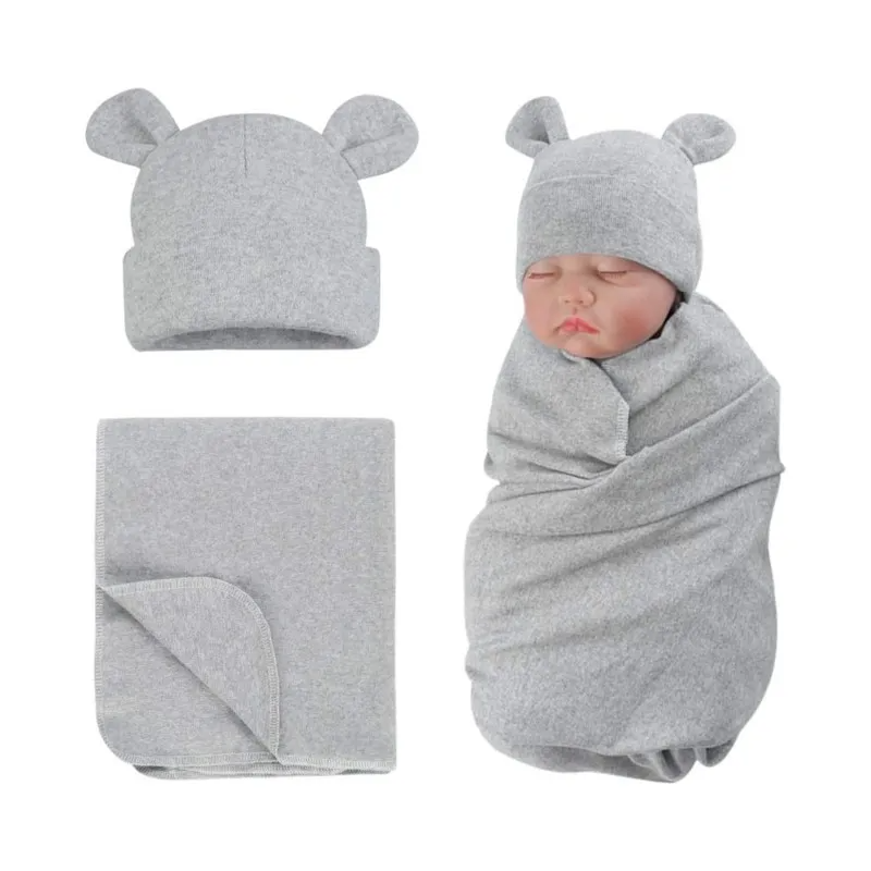 Newborn Baby Anti-Kick Wrap Blanket Swaddling And Cap