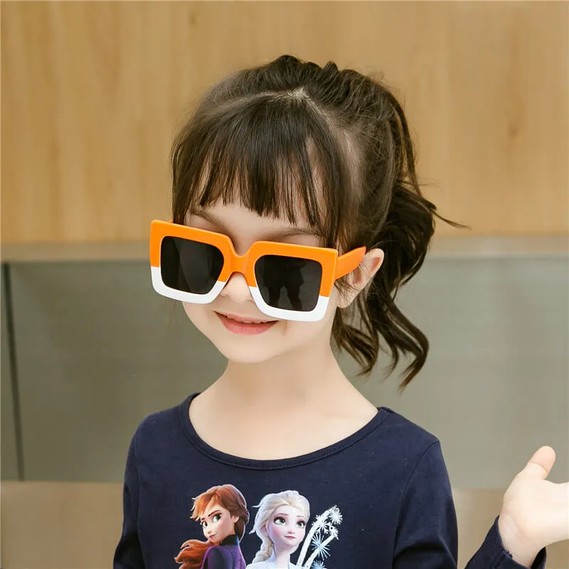 Girls Fashion V-Shaped Big Frame One-Piece Sunglasses