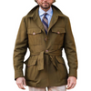 Men Casual Lapel Single-Breasted Multi-Pocket Belted Mid-Length Slim Fit Jacket Trench Coat