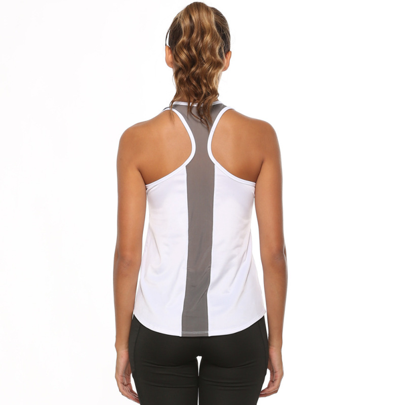Women Fitness Beauty Back Sleeveless Mesh Stitching Casual Sports Vest