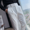 Men Fashion Casual Slim Fit Solid Color Business Suit Dress Pants