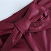 Women Fashion Solid Color High Waist Sash PU Pants