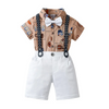 Kids Toddler Boys Summer Fashion Casual British Style Color Bow Lapel Shirt Suspender Trousers Boys Party Clothing Set