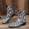 Women Fashion Plus Size Denim Print Pointed Toe Short Boots