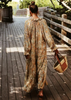 Women Ramadan /Eid Fashion Bohemian Small Tiny Flower Print Long Sleeve Maxi Dress