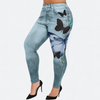 Women Fashion Casual Denim Color Butterfly Print Athleisure Leggings