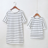 Mother And Daughter Stripe Wings Slim Back V-Neck Family Matching Short Sleeve Casual Dress