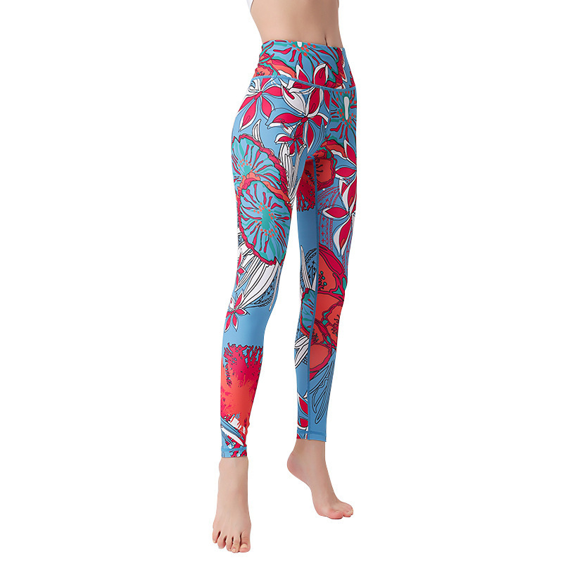 Women Elegant High Waist Floral Printed Yoga Leggings