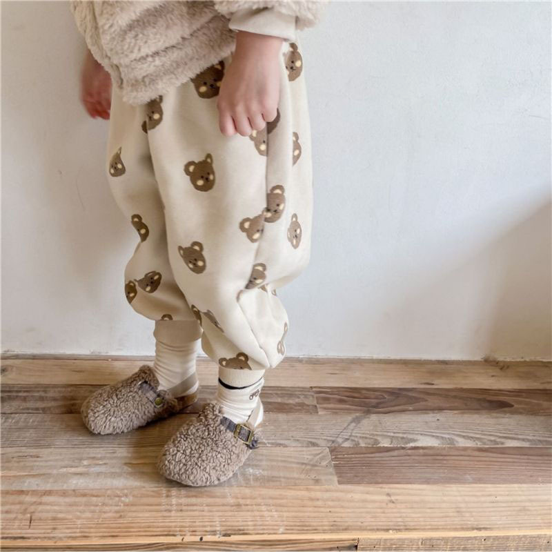 Baby Cute Cartoon Bear Warm Casual Sweatpants