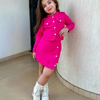 Kids Toddler Girls Fashion Casual Cute Sweet Solid Color Buttons Long Sleeve Skirts Irregular Hem Set