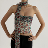 Women Fashion Summer Vacation Floral Printing Slim Tube Top