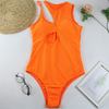 Women Sexy Solid Color Cut Out One-Pieces Swimwear