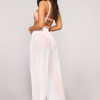 Solid Color Women Sexy Solid Mesh See-Through Casual Wide-Leg Pants