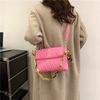 Women Fashion Creased Square Flap Chain Shoulder Bag