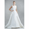 Women Elegant Solid Color Sleeveless Backless Satin Floor Length Wedding Evening Dress