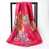 (Buy 1 Get 1) 90*90Cm Women'S Fashion Floral Print Imitation Silk Scarf Scarf Shawl