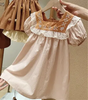 Kids Toddler Girls Fashion Casual Cute Solid Color Embroidery Floral U Neck Shorts Dress Set