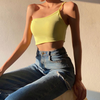 Solid Color Casual One Shoulder Strap Cropped Top