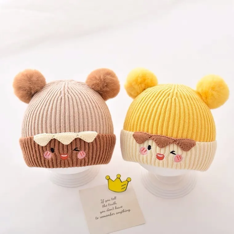 (Buy 1 Get 1) Kids Autumn Winter Casual Cute Fur Ball Knitwear Hat