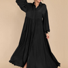 Women Ramadan /Eid Fashion Casual Solid Color Creased Long Sleeve Maxi Dress