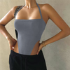 Fashion Summer Women Edgy Solid Color Halter Neck Strap Backless Bodysuits