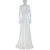 Women Solid Color Lace Stitching Hollow Backless Wedding Long Dress