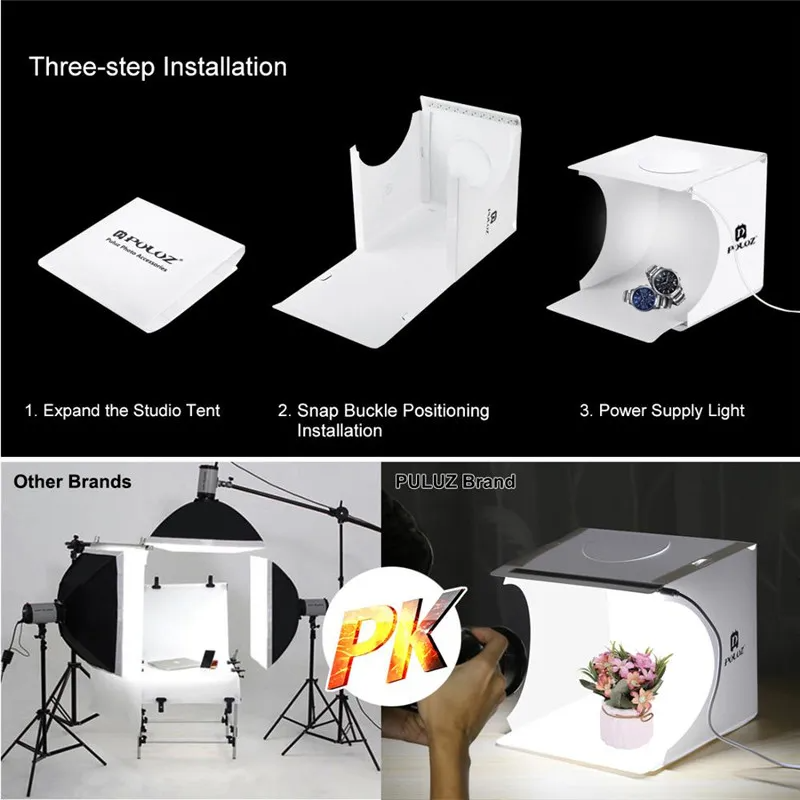 (Buy 1 Get 1)20*20*20cm USB Charging Folding Portable Tabletop Photography Light Box