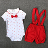 Kids Baby Girls Boys Summer Fashion Casual Cute Bow Small Sailing Pattern Lapel Romper Suspender Trousers Set