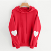 Women Casual Long Sleeve Sweet Heart Print Solid Color Hoodie