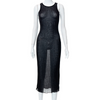 Women'S Fashion Casual Rib-Knit Solid Color Round Neck Sleeveless Dress